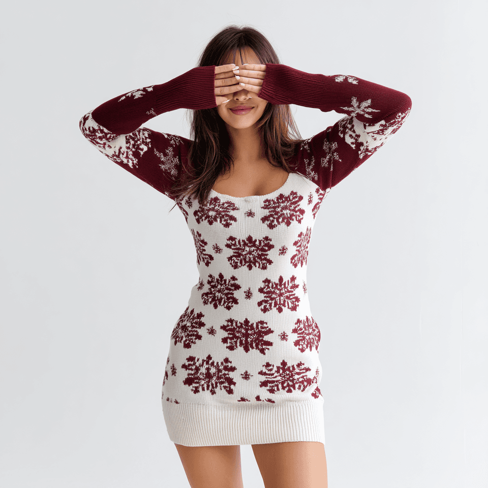 Women's Christmas Snowflake Knit Sweater Dress