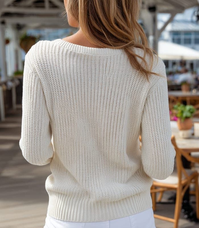 Women's Classic Ribbed V-Neck Pullover — view 3
