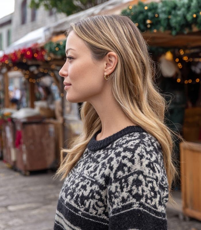 Women's Jacquard Patterned Crew Neck Sweater — view 4