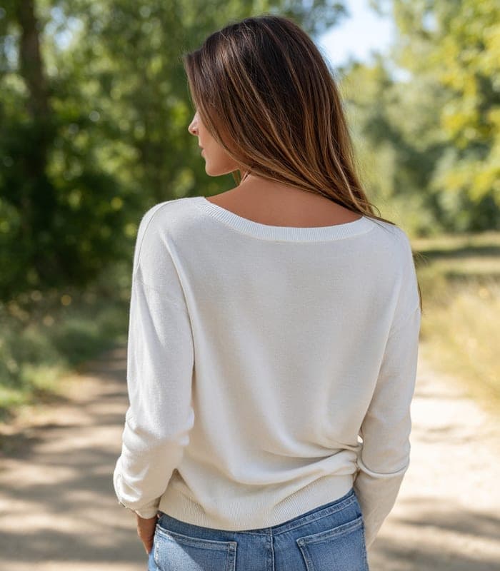 Women's Organic Cotton Relaxed Fit Crew Neck Sweater — view 3