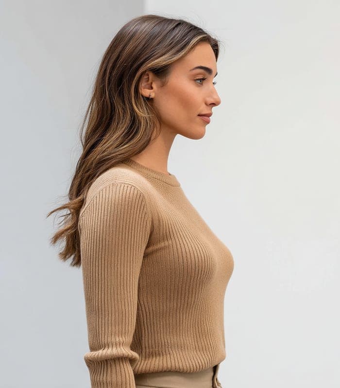Women's Ribbed Merino Wool Crew Neck Sweater — view 4