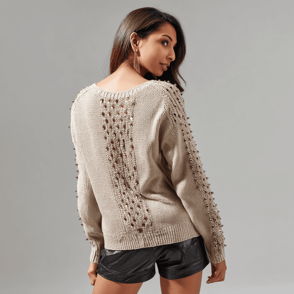Women's Embellished Christmas Cardigan with Sequins and Beads — view 5