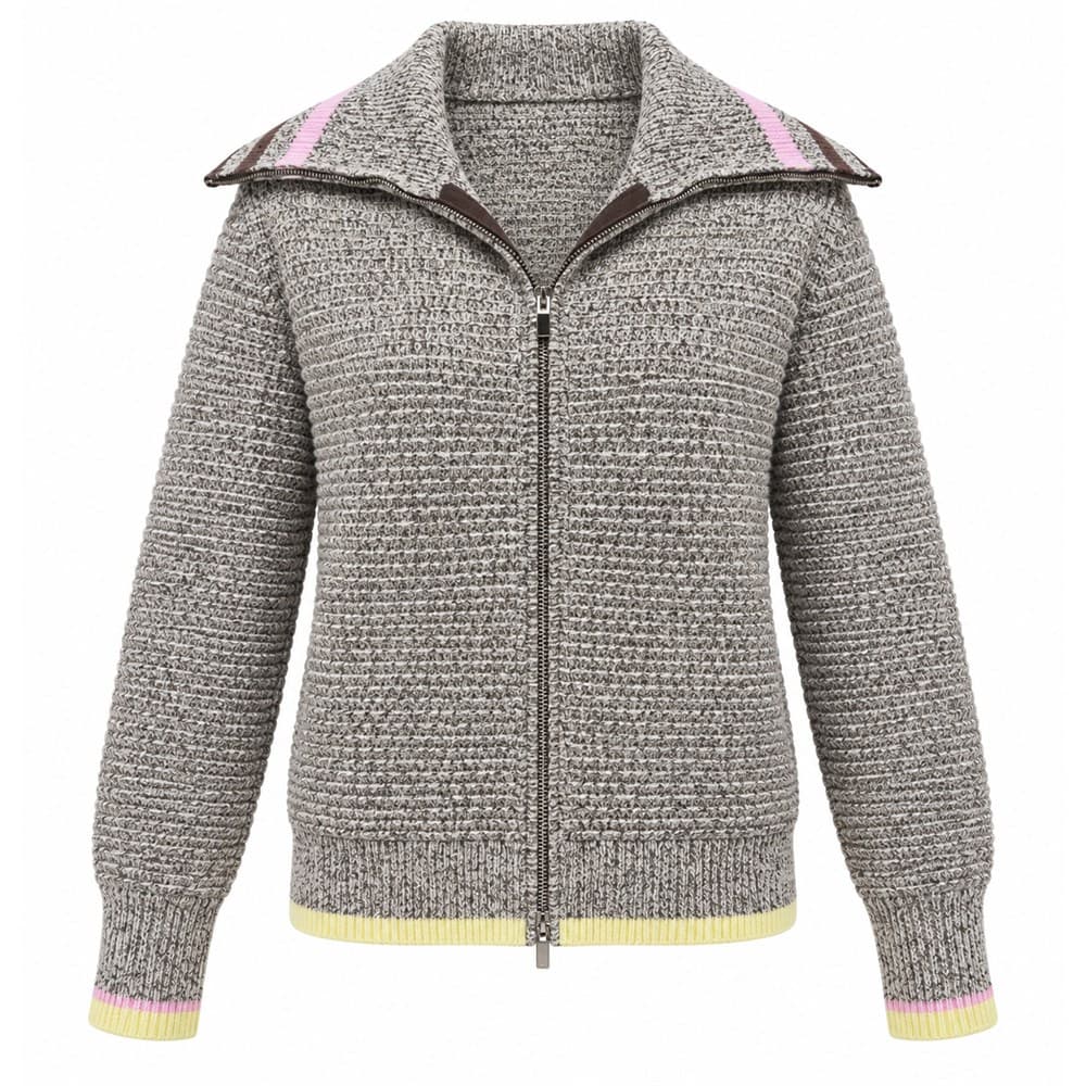 Women's Grey Full-Zip Knit Cardigan — view 3