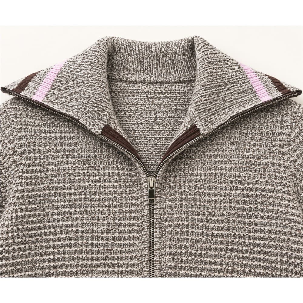 Women's Grey Full-Zip Knit Cardigan — view 5