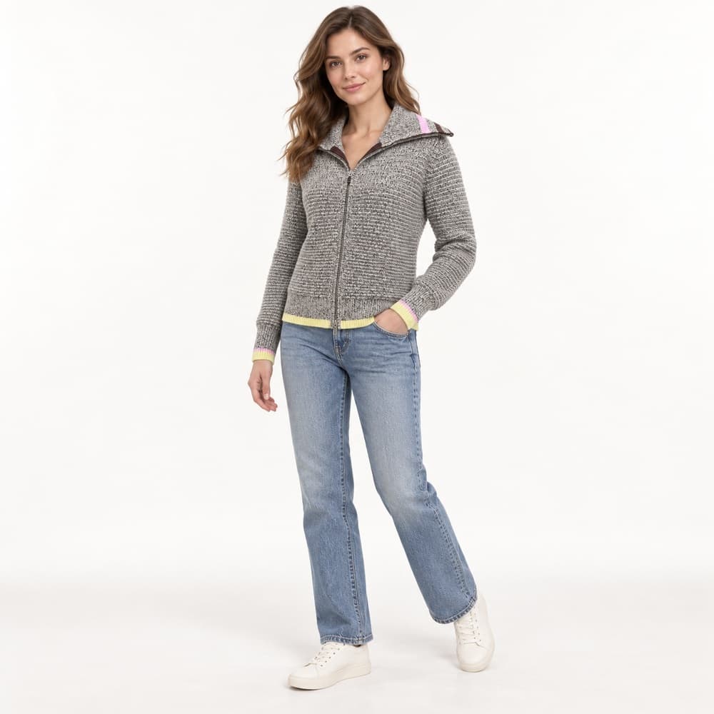 Women's Grey Full-Zip Knit Cardigan — view 6