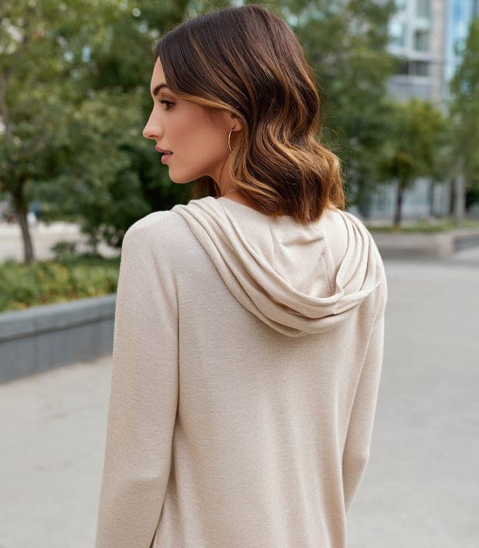 Women's Hooded Low Sleeve Long Wear & Go Beige — view 3