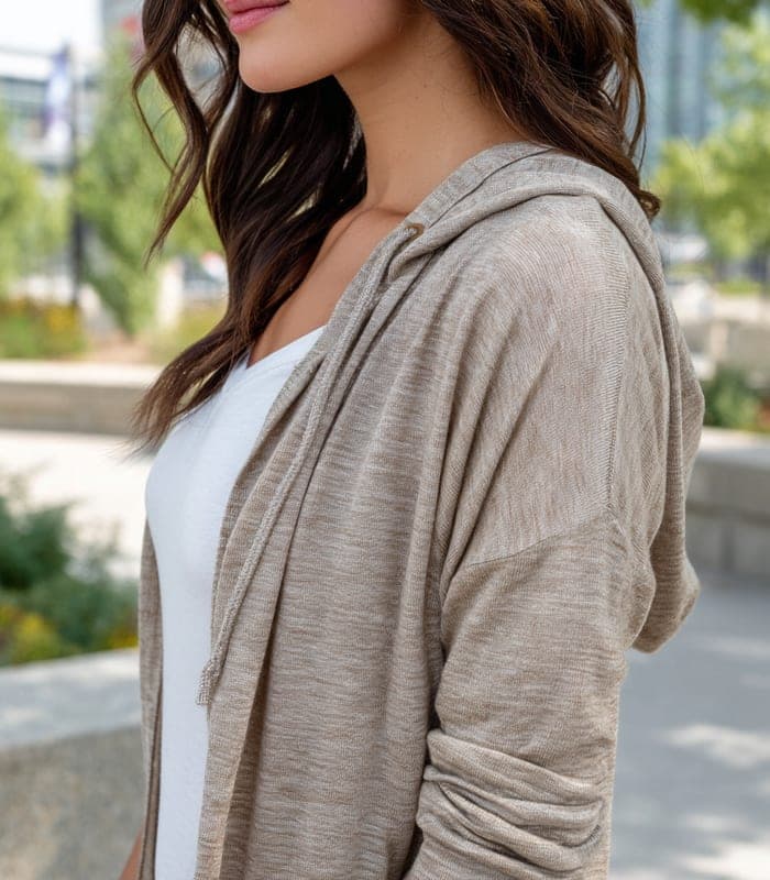 Women's Hooded Low Sleeve Long Wear & Go Beige — view 4