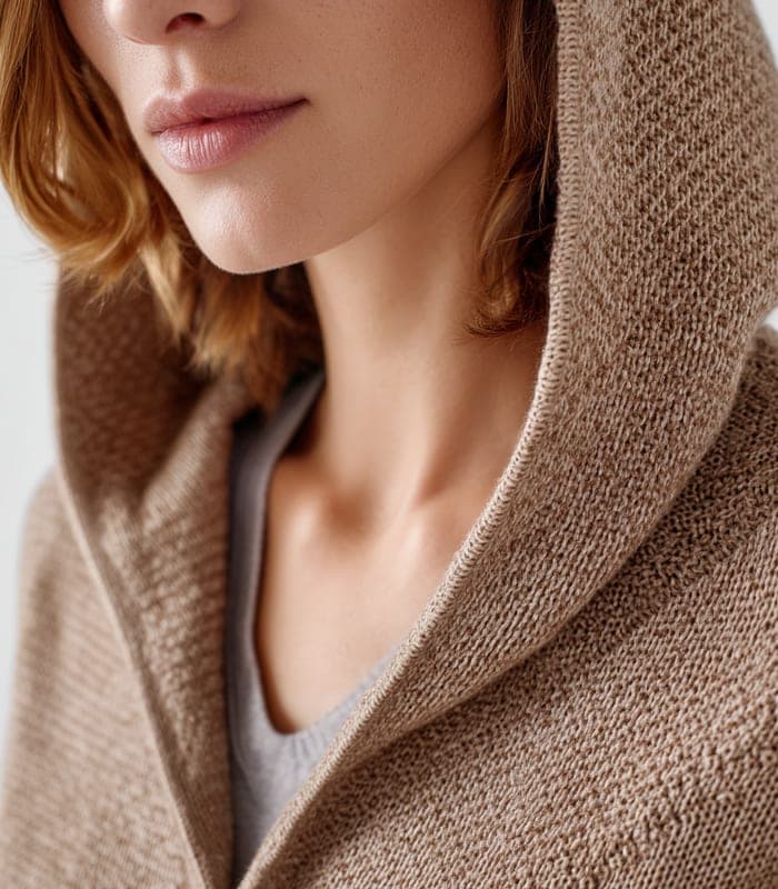 Women's Mink-Hooded Cardigan with Waist Channels — view 6