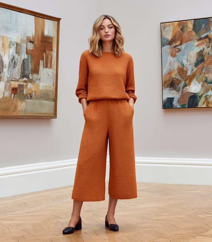 Women's Textured Knit Culottes
