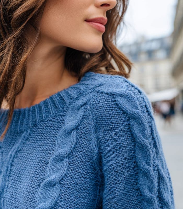 Women's Cable-Knit Cotton Crewneck Sweater — view 2