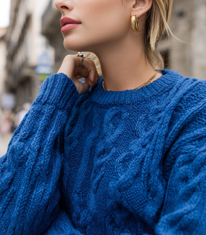 Women's Cable-Knit Cotton Crewneck Sweater — view 4