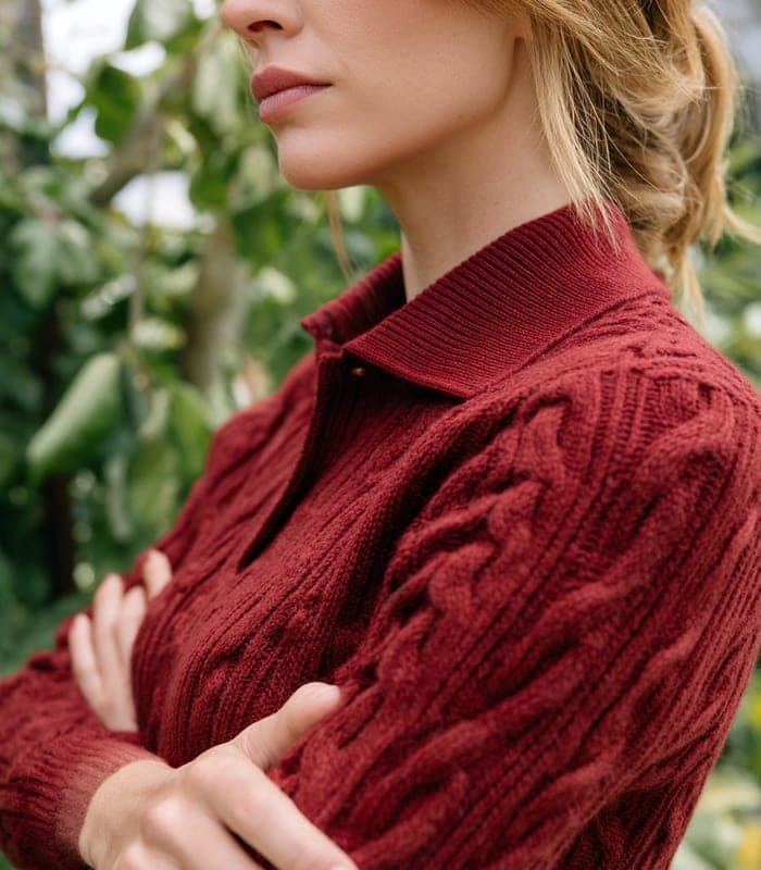 Women's Cable-Knit Polo Sweater — view 4