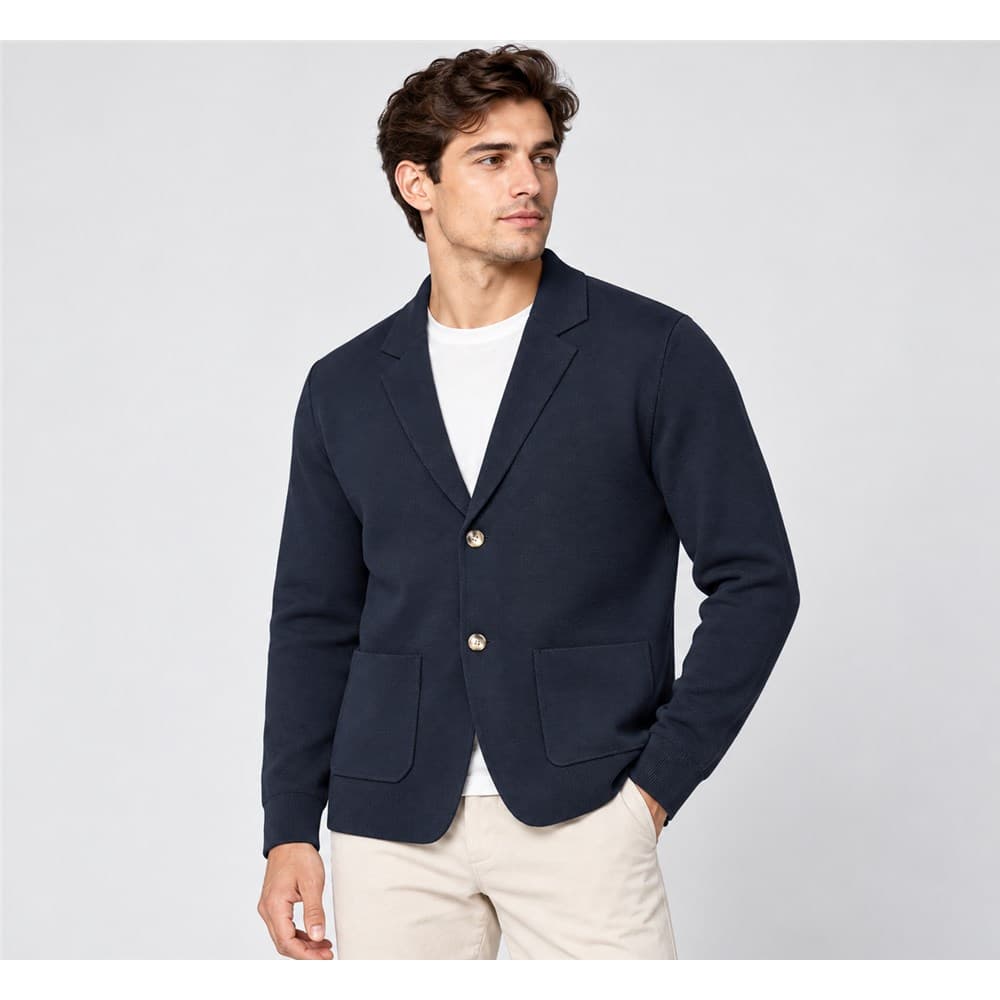 Women's Navy V-Neck Knit Cardigan — view 6