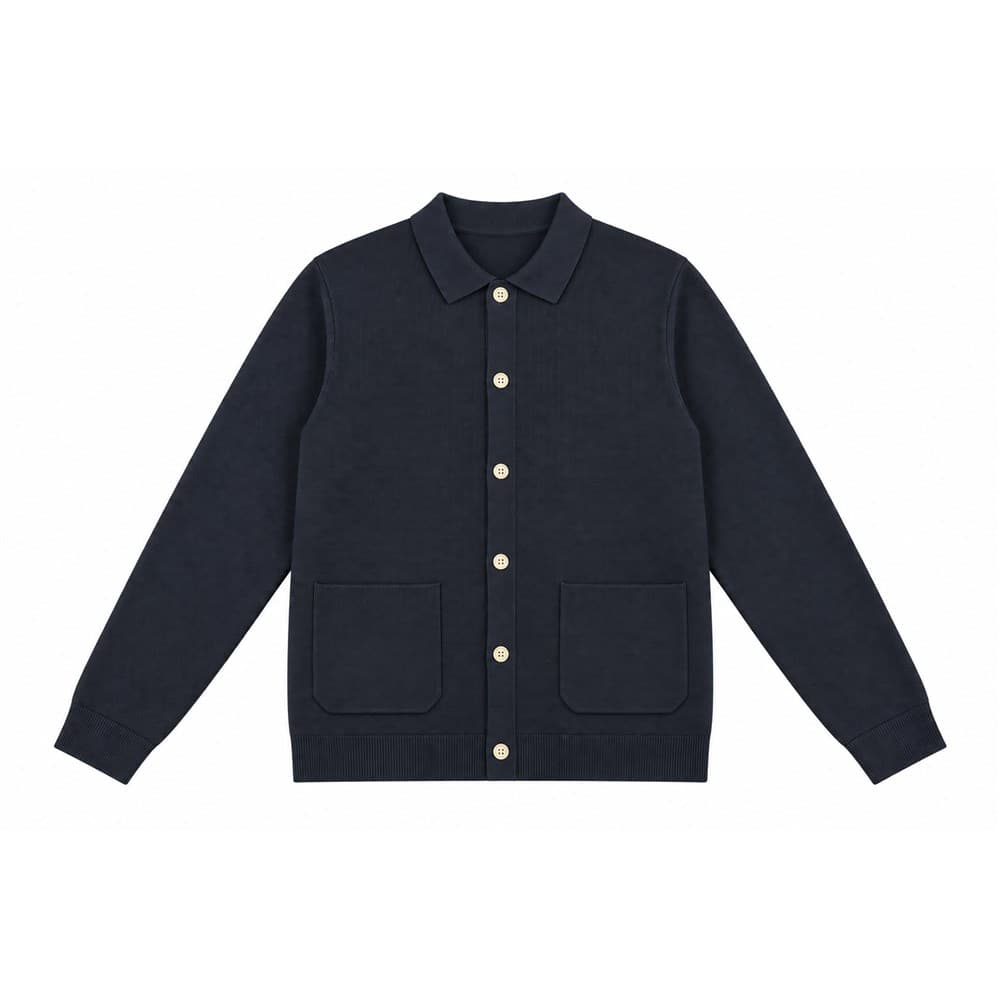 Women's Navy V-Neck Knit Cardigan — view 3