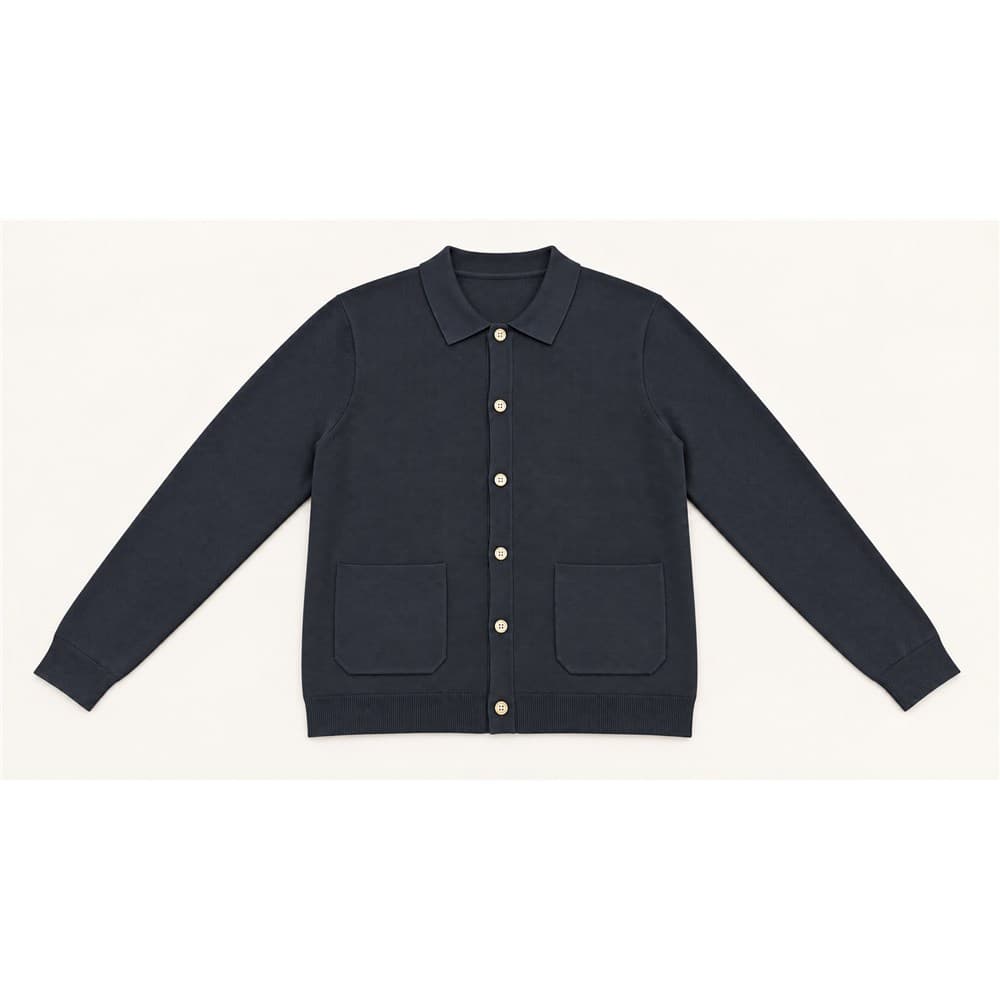 Women's Navy V-Neck Knit Cardigan — view 4