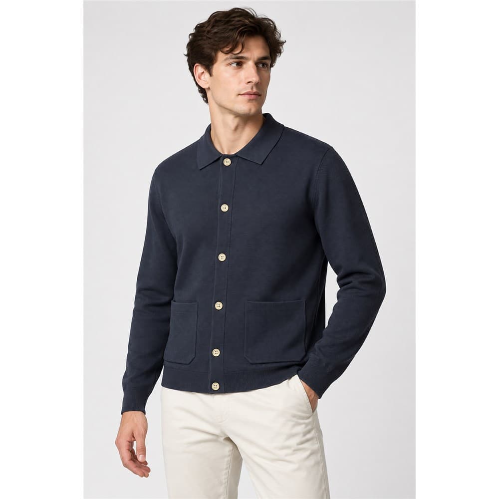 Women's Navy V-Neck Knit Cardigan — view 6