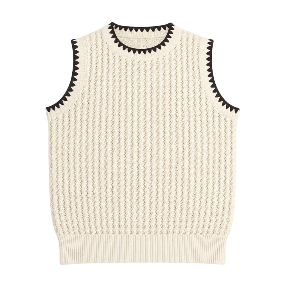 Women's Off White Sleeveless Knit Vest — view 3