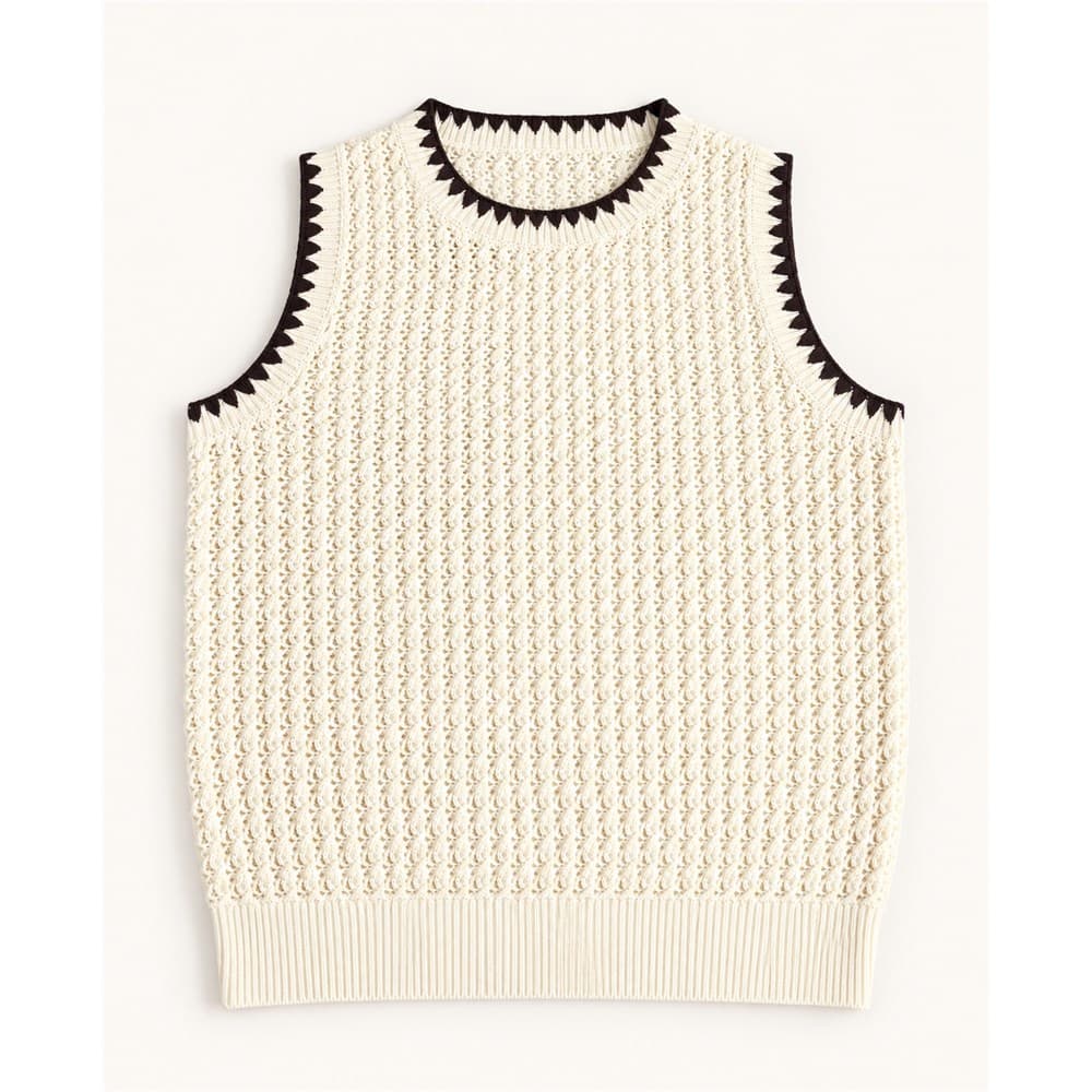 Women's Off White Sleeveless Knit Vest — view 4
