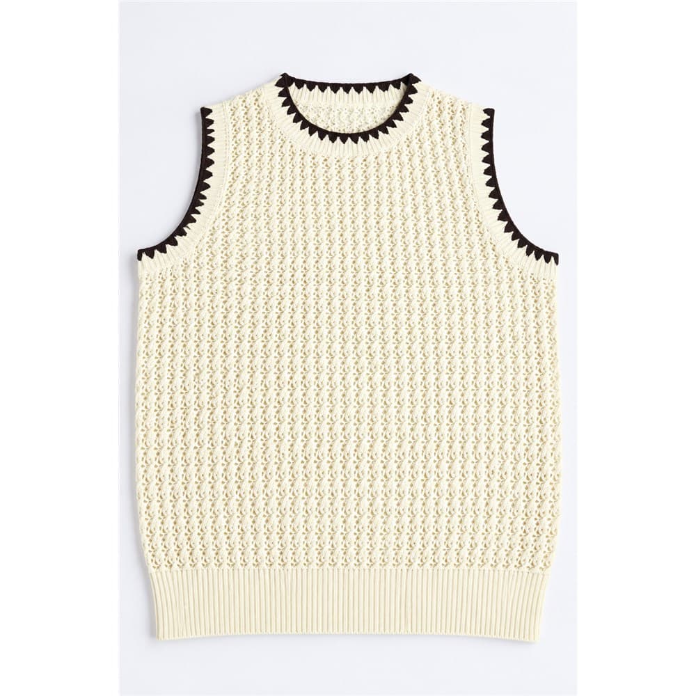 Women's Off White Sleeveless Knit Vest — view 5