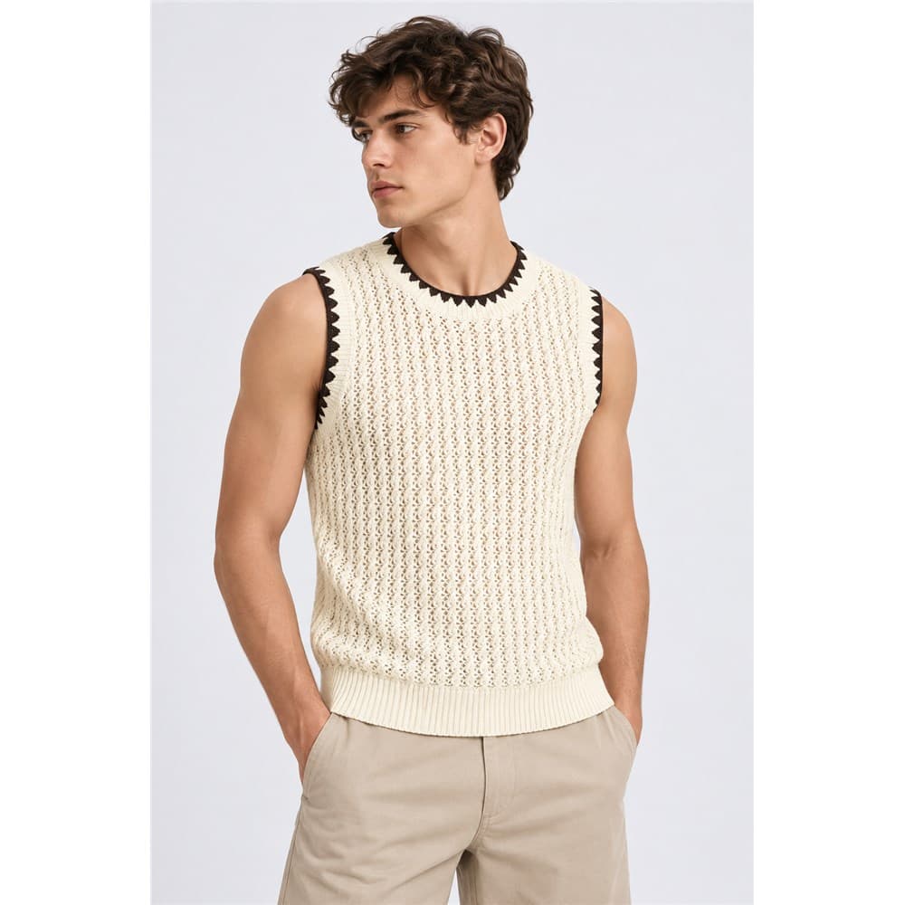 Women's Off White Sleeveless Knit Vest — view 6