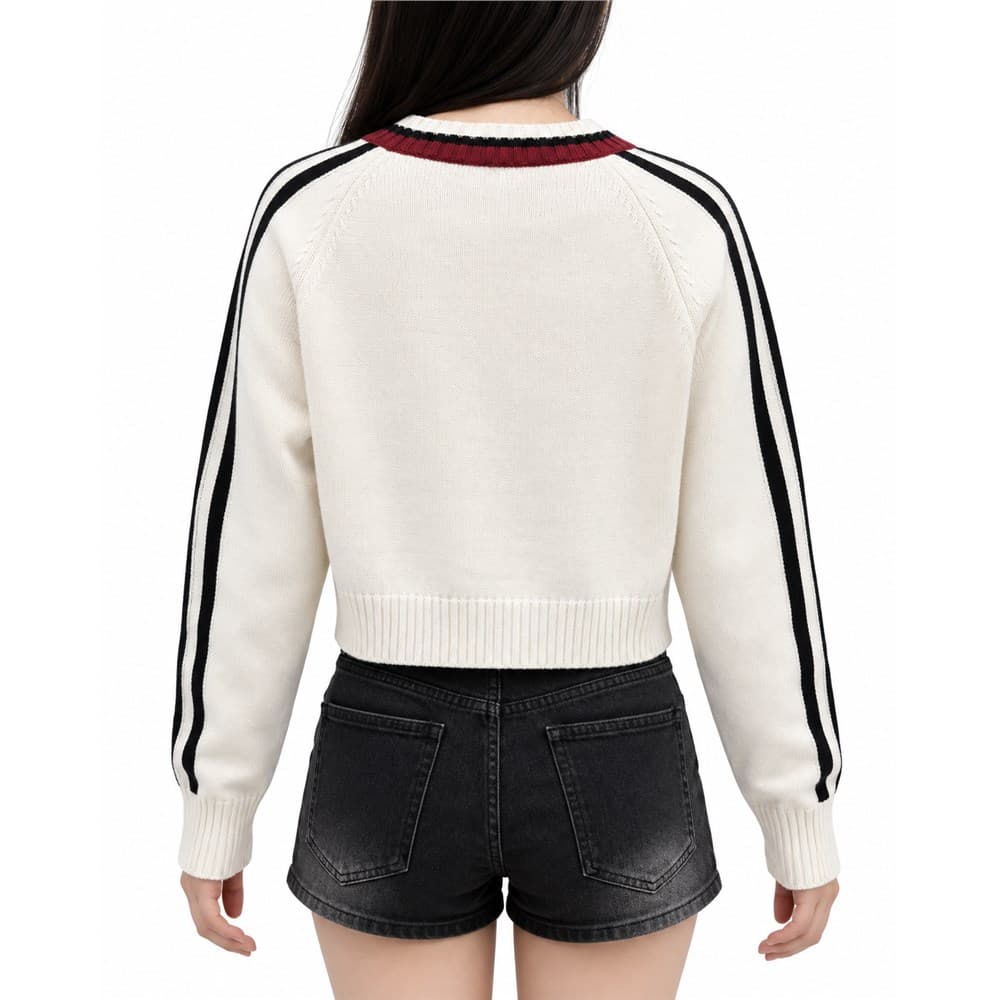 Women's Off White Red V-Neck Sweater — view 2