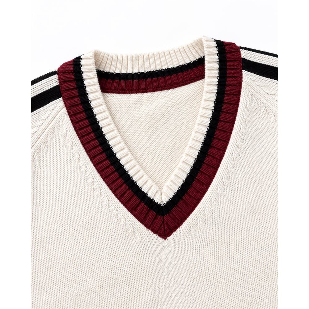 Women's Off White Red V-Neck Sweater — view 5