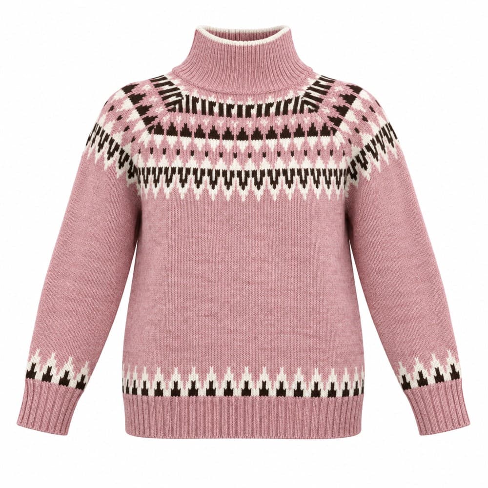 Women's Pink Jacquard Turtleneck Sweater — view 3