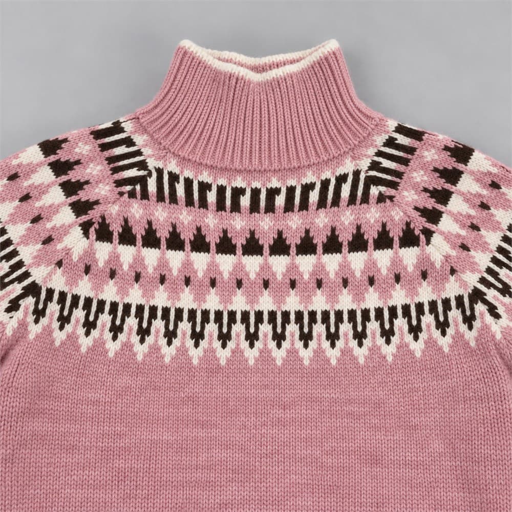 Women's Pink Jacquard Turtleneck Sweater — view 5
