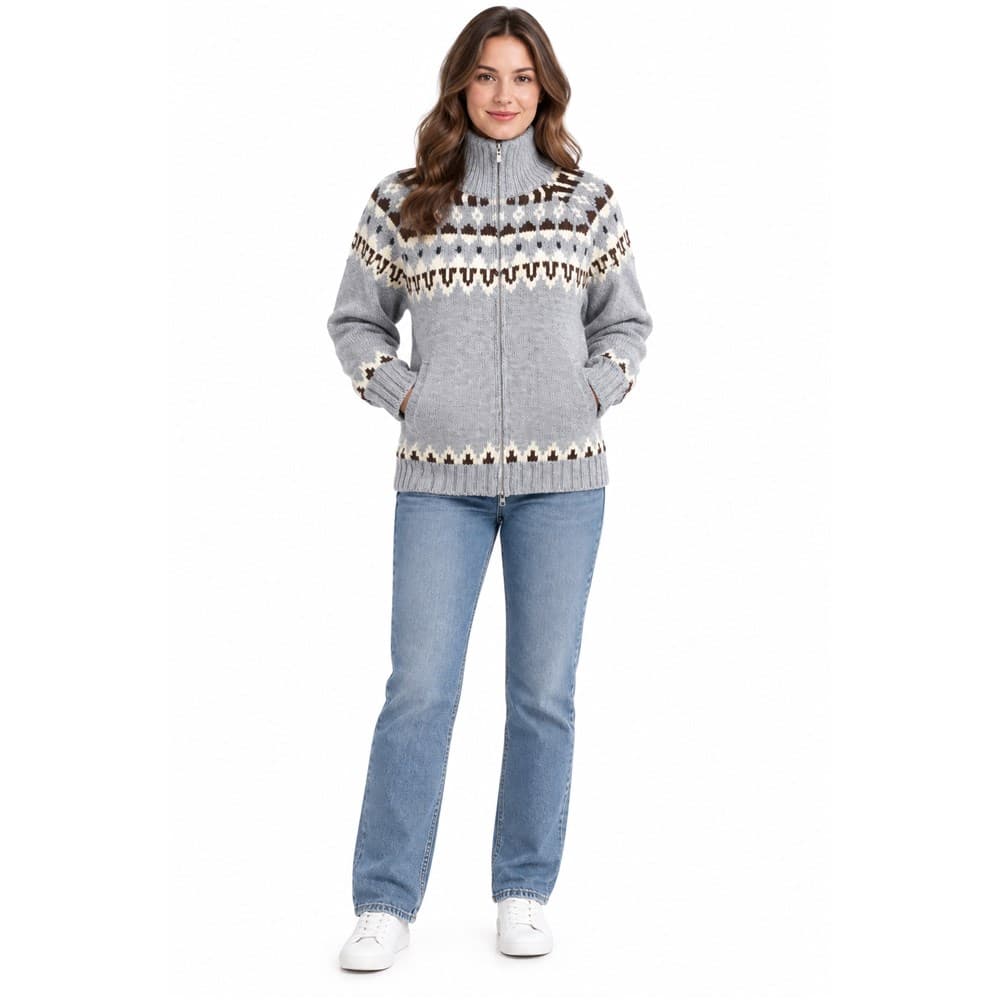 Women's Red Jacquard Turtleneck Sweater