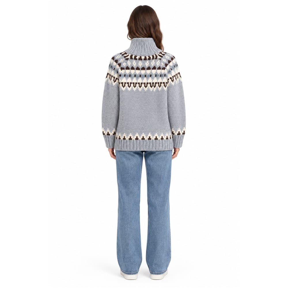 Women's Red Jacquard Turtleneck Sweater — view 2