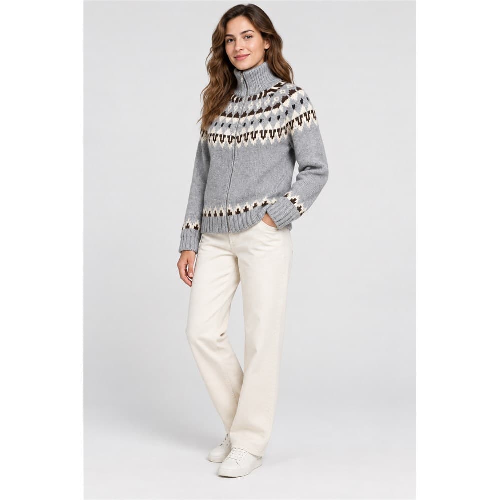 Women's Red Jacquard Turtleneck Sweater — view 6