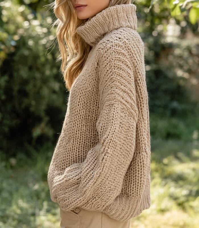 Women's Oversized Chunky Knit Turtleneck — view 2