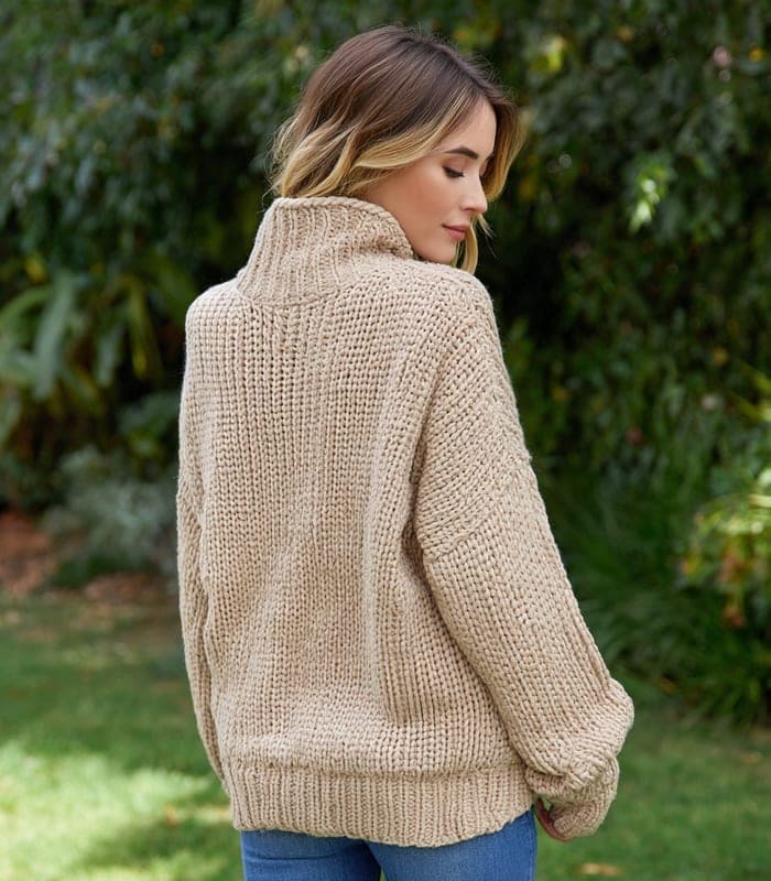 Women's Oversized Chunky Knit Turtleneck — view 3