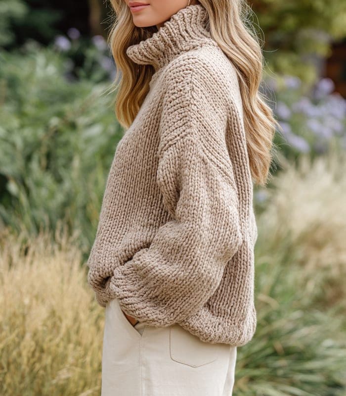 Women's Oversized Chunky Knit Turtleneck — view 4