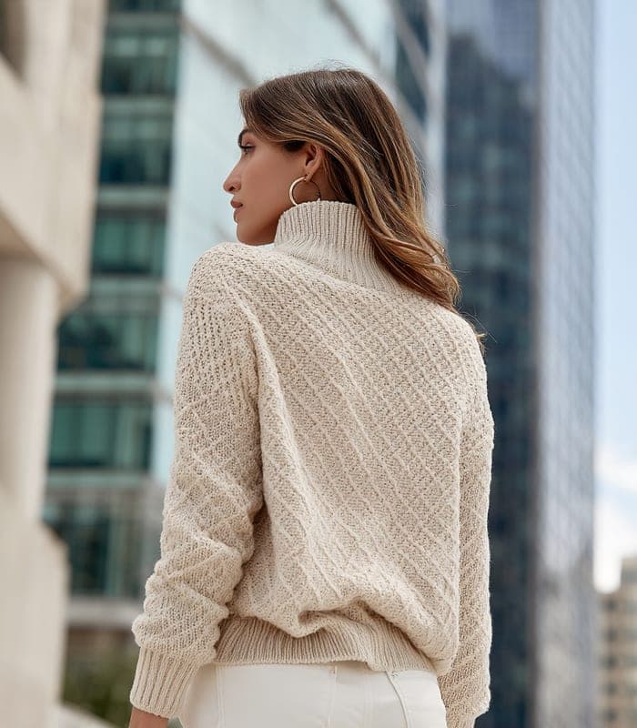 Women's Textured Patterned Turtleneck — view 3