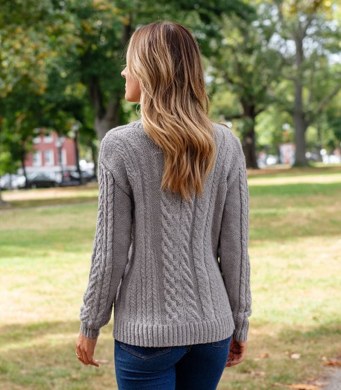 Women's Textured Cable-Knit Zip Cardigan — view 3
