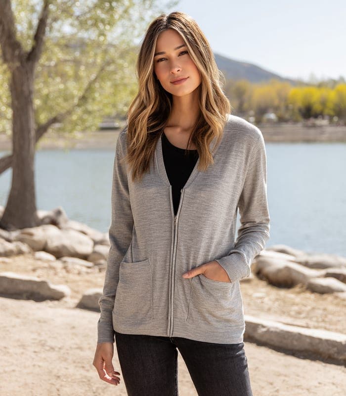 Women's Textured Cable-Knit Zip Cardigan — view 4