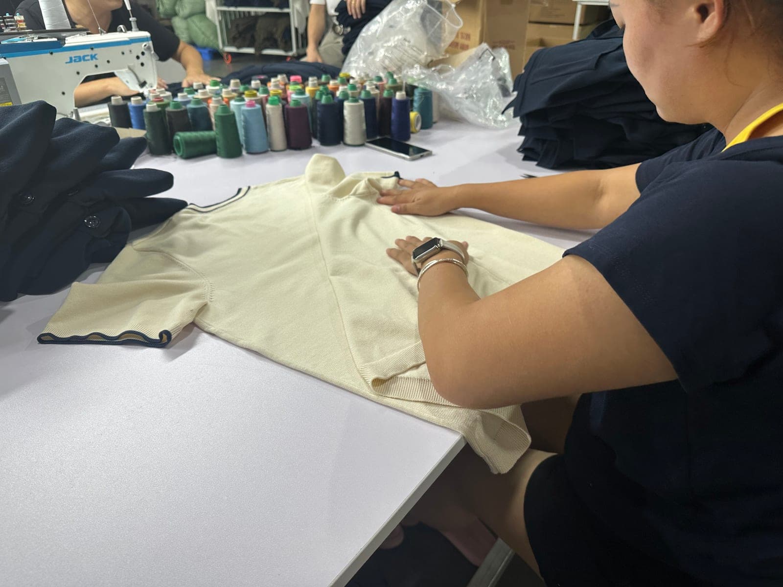 Incoming yarn being checked against the buyer's specification at our Dongguan factory