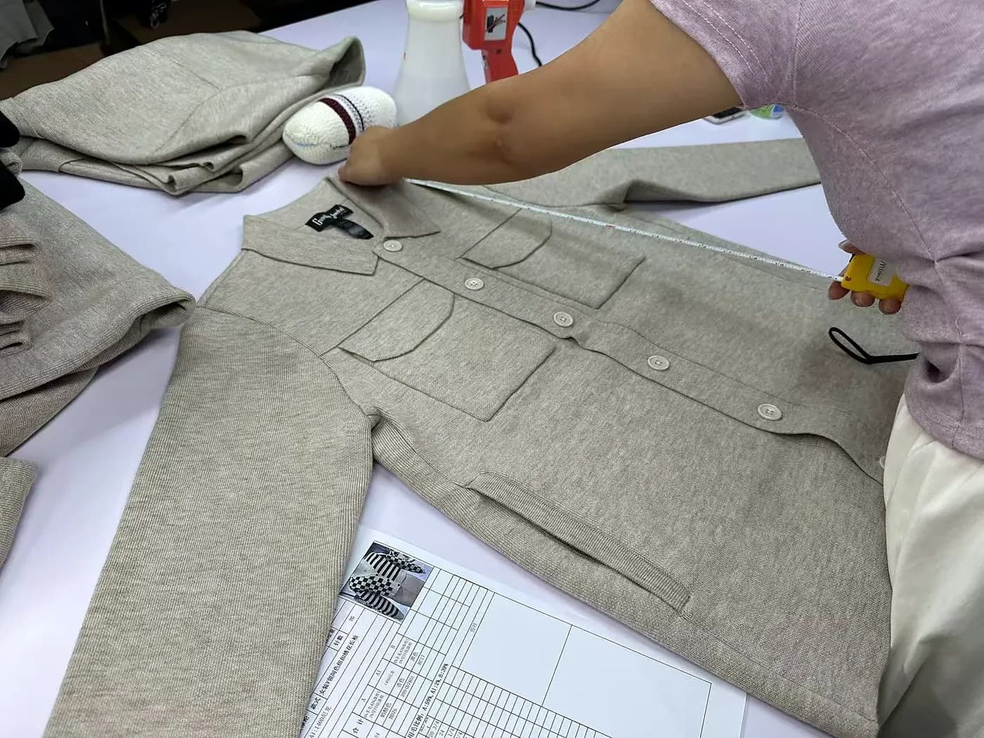 Finished garment measured against the size specification