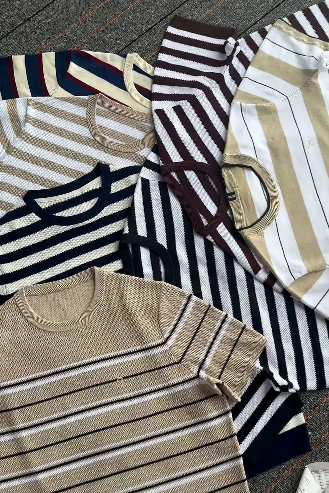 Seasonal knitwear samples grouped to show colour direction