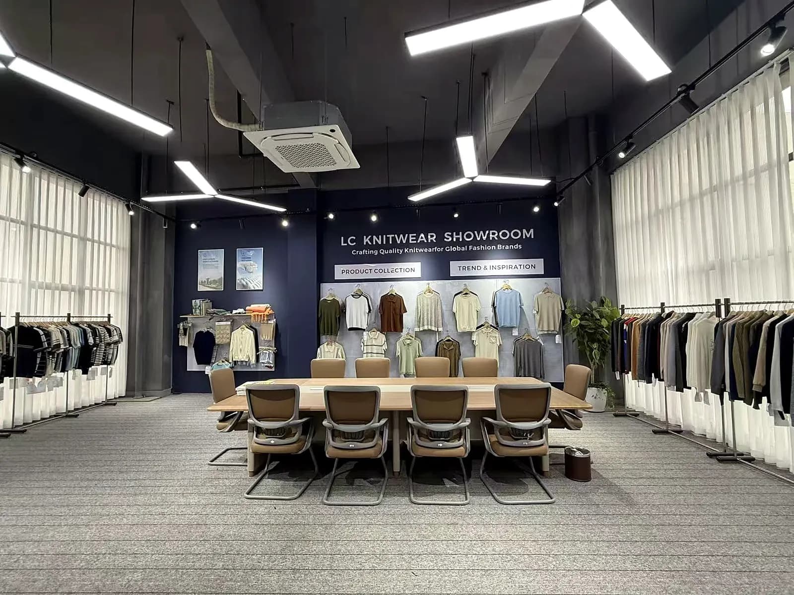 Knitwear showroom with the current sample collection