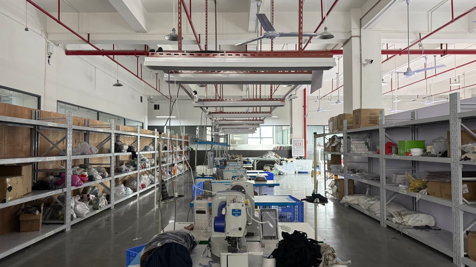 Finished knitwear cartons prepared for international shipment
