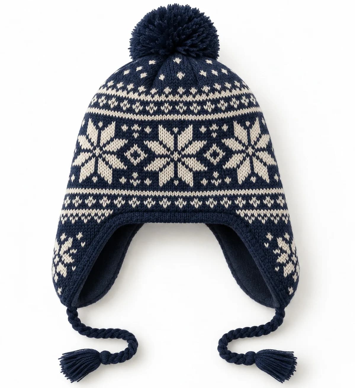 Nordic Jacquard Adult Earflap Hat - front reference (AI development concept)