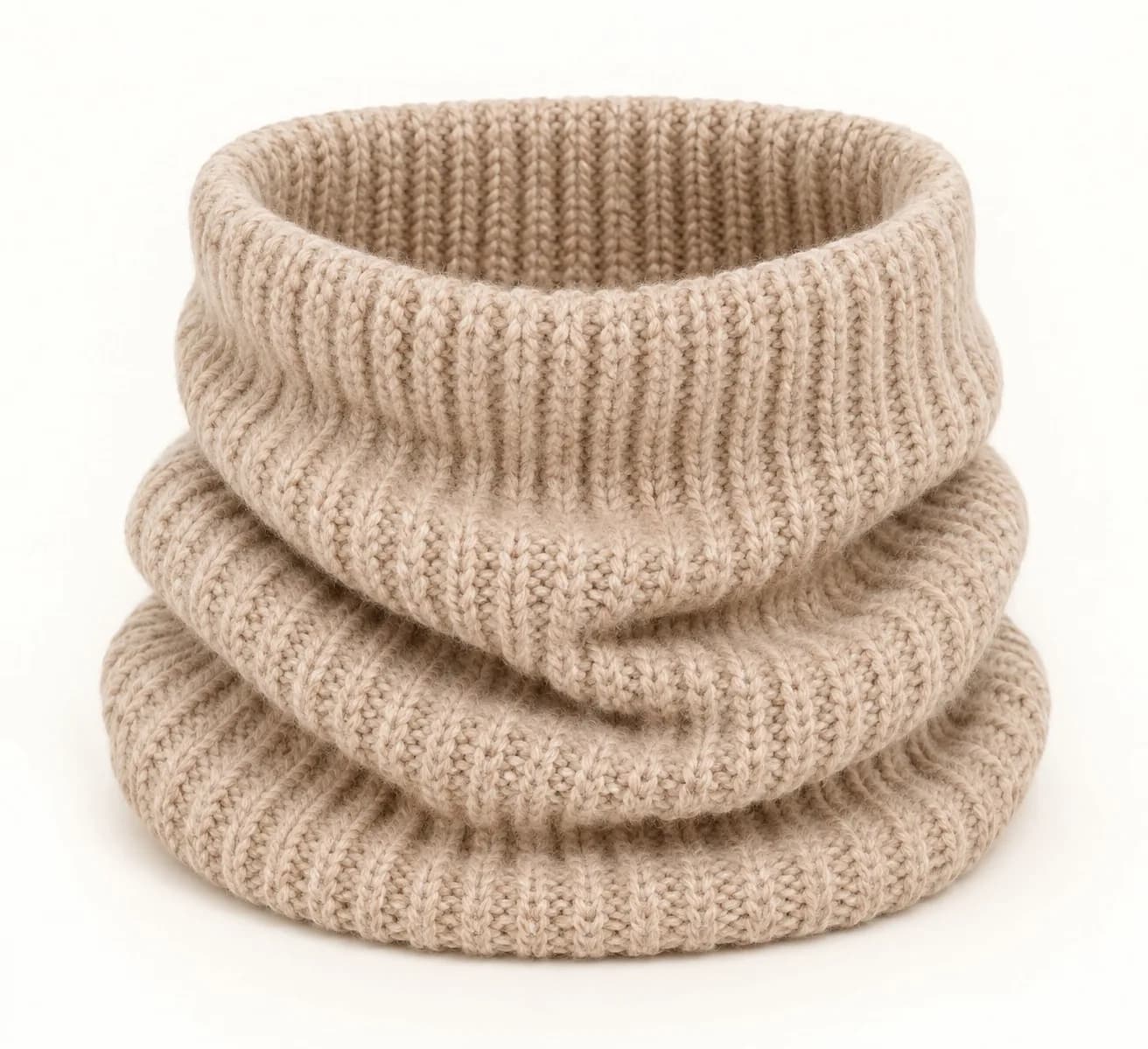 Convertible Rib-Knit Snood - front reference (AI development concept)