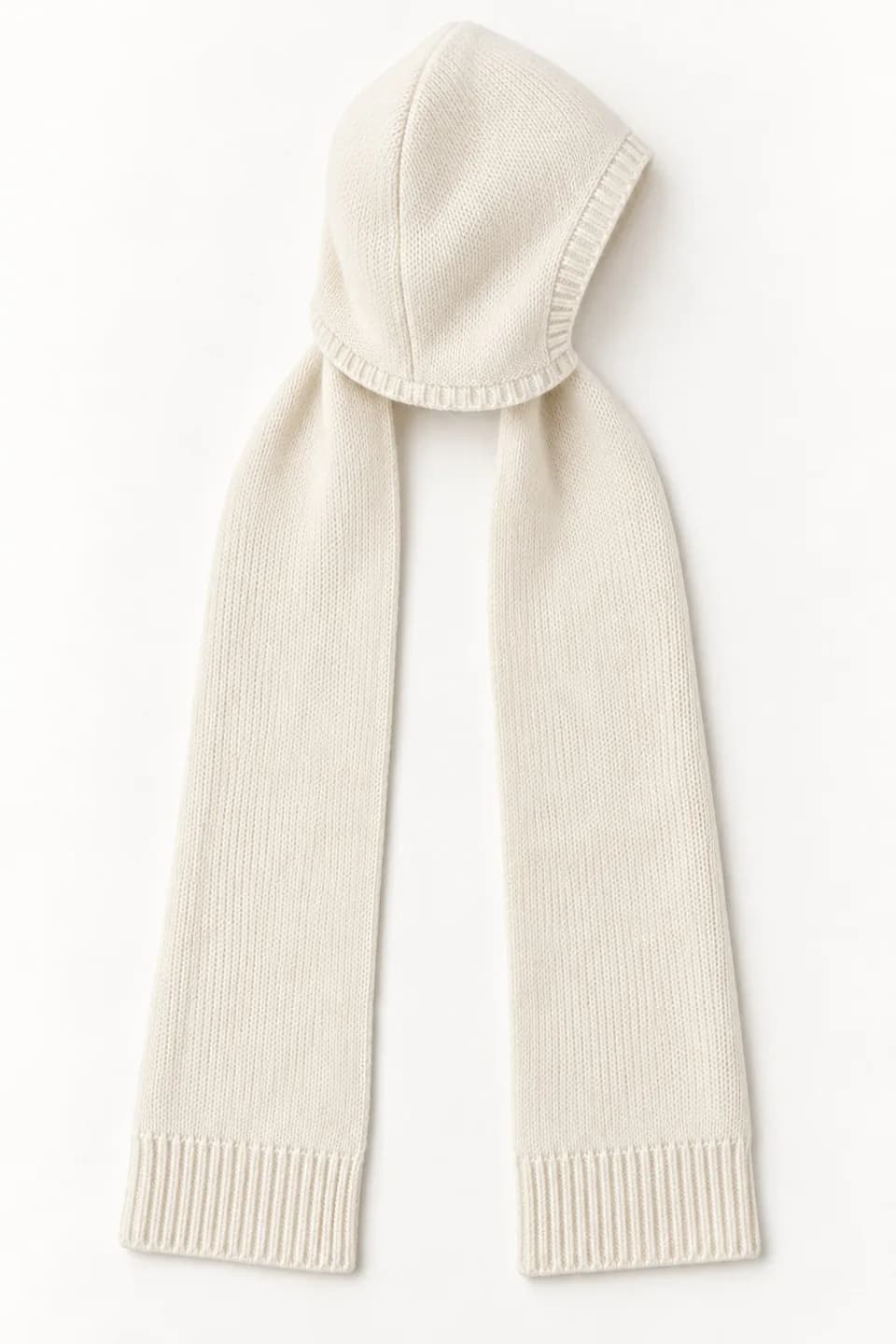Wool-Blend Hooded Knit Scarf - back reference (AI development concept)
