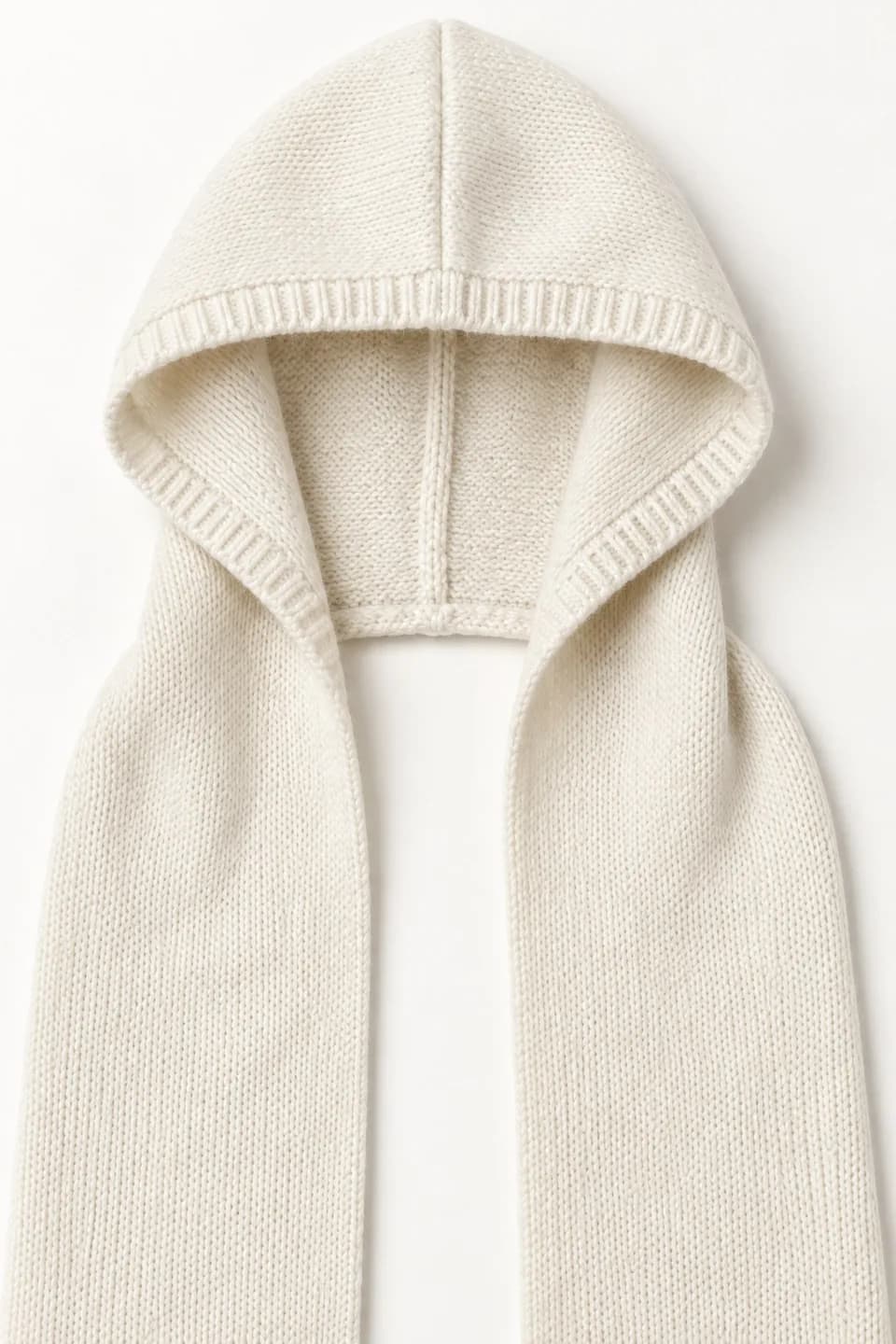 Wool-Blend Hooded Knit Scarf - trim reference (AI development concept)
