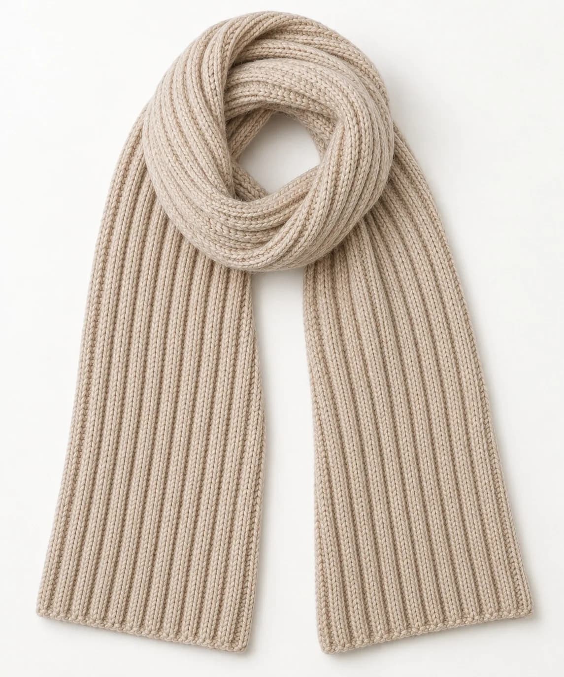 Chunky Wool-Blend Rib Scarf - back reference (AI development concept)