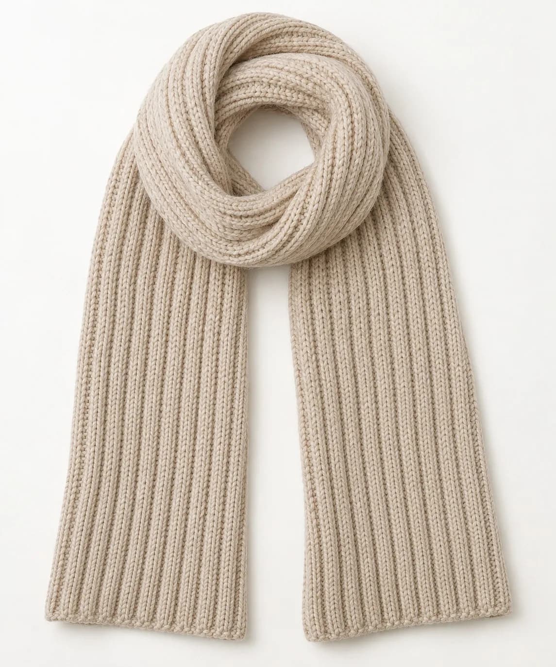 Chunky Wool-Blend Rib Scarf - front reference (AI development concept)