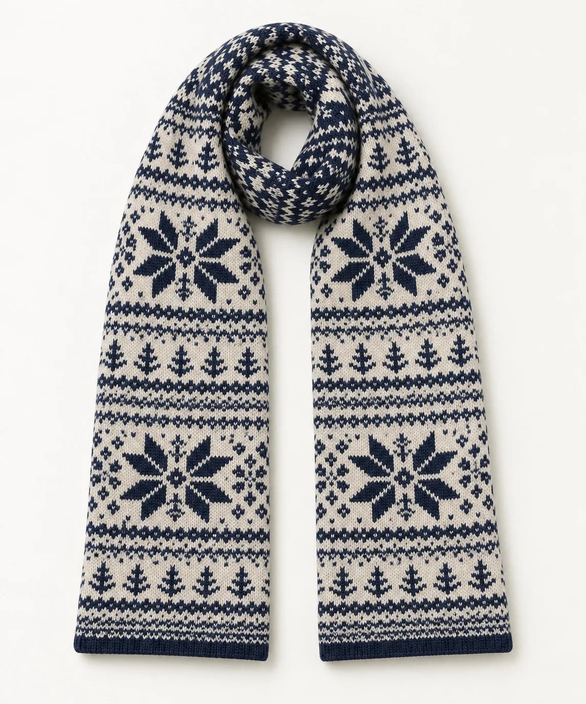 Double-Layer Fair Isle Knit Scarf - back reference (AI development concept)