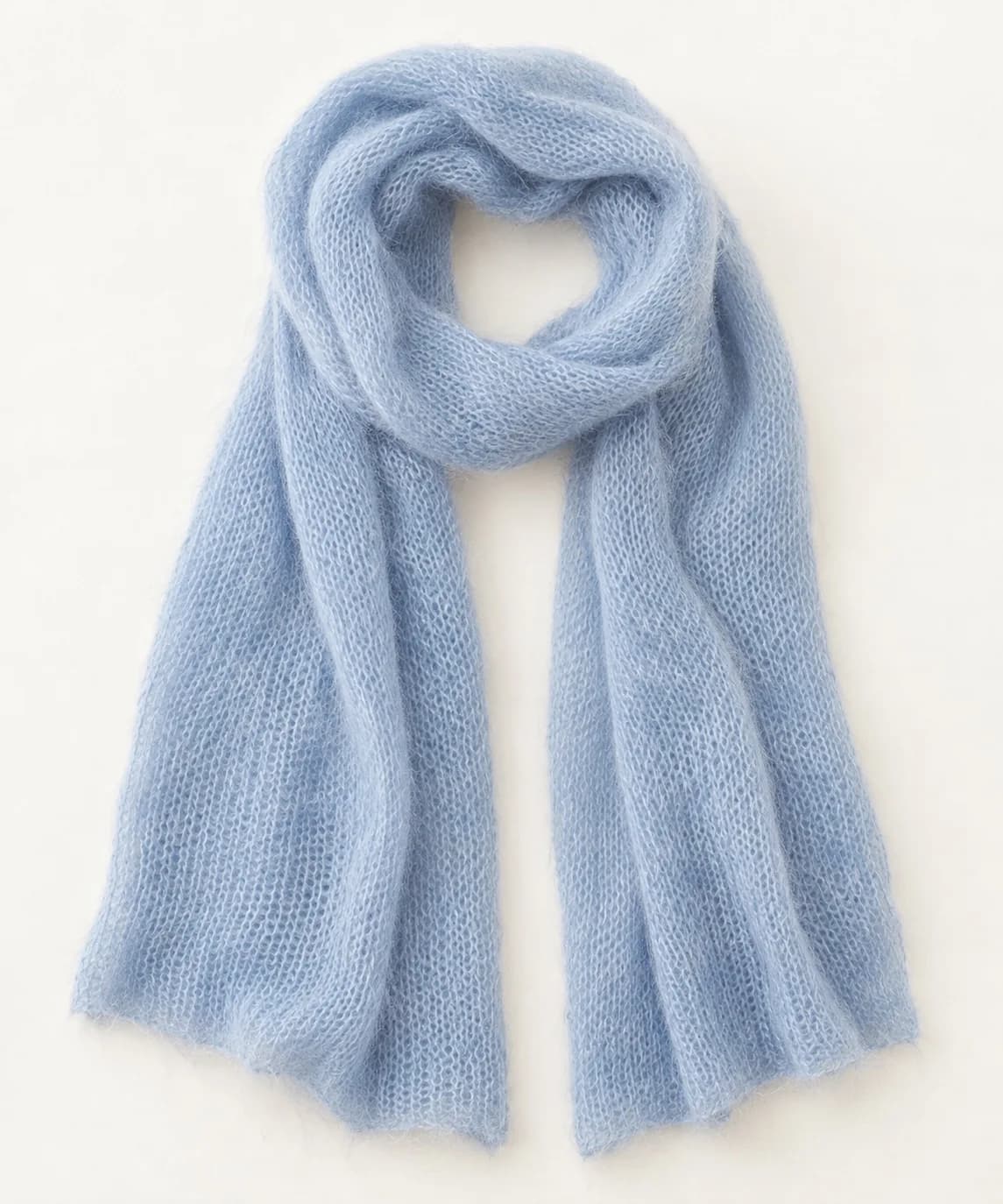 Brushed Mohair-Blend Knit Scarf - front reference (AI development concept)